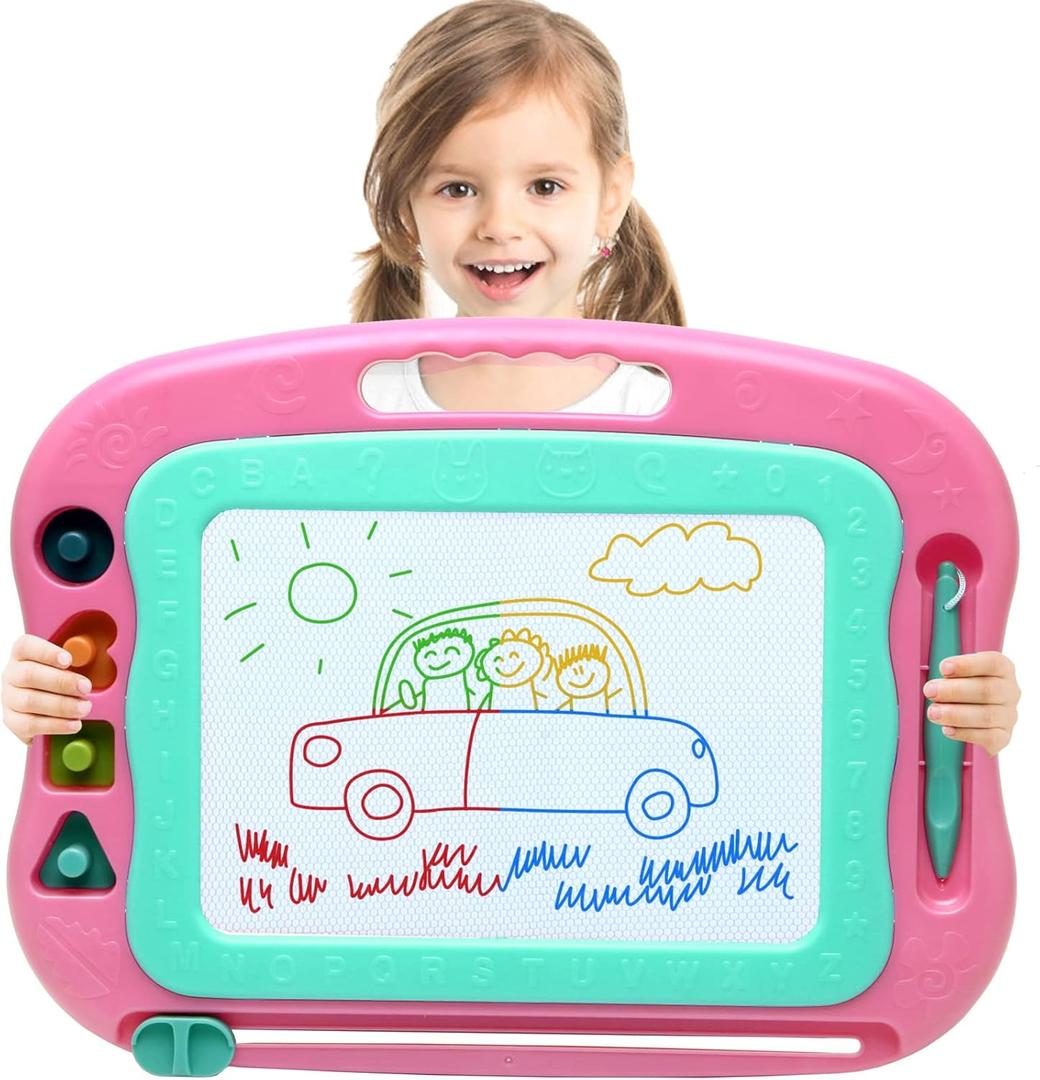 Magnetic Drawing Board Magna Kids Doodle Board,Toddler Toys for Girls Boys 3 4 5 6 7 Year Old,Large Etch A Gifts Sketch Board Colorful Magnet Erasable Pad (Rose)