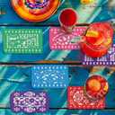 HunnmingRe 24 Pcs Fiesta Coasters for Mexican Table Protection with Papel Picado 4 Inches Absorbent Drinks Coasters for Cinco De Mayo Kitchen Decoration Taco Party Gifts Seder Decoration