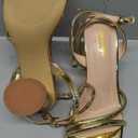 RIBONGZ Block Heels Prom Heeled Sandals for Women Chunky Square Open Toe Strappy High Heels Ankle Strap Wedding Bridal Shoes High Heel Sandals for Party Dress, Size: 7.5