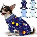 Bienbee Dog Pajamas, 4 PCS Dog Jammies Onesie Pjs Soft Stretchy Doggie Pajamas Dogs Clothes Costume for Small Medium Large Dogs Boy Girl(Rockets and Marine Animals Set)-XS