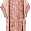 Spicy Sandia Kimonos for Women Floral Beach Cover Up Loose Swimsuit Bathing Suit Coverup Cardigan for Summer Swimwear (Pink, L)