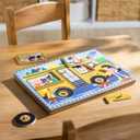 Melissa & Doug The Wheels on The Bus Song Puzzle 8-Piece Wooden Peg Puzzle with Light-Activated Sounds, Music Learning Toy for Toddlers and Preschoolers Ages 2+