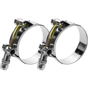 2 Pack 2.25" T-Bolt Hose Clamps, 304 Stainless Steel Turbo Intake Clamp, Working Range 2.48"-2.80"(63mm-71mm) for 2.25" I.D. Hose with 5mm Wall Thickness