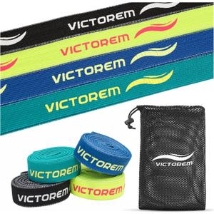 Victorem Pull Up Assistance Bands Set - Set Of 4 Long Fabric Resistance Bands for Home - Sturdy Stretchy Equipment for Home Exercise and Stretching - Perfect for Fitness with Bag and Workout Guide