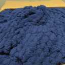 Carriediosa Chunky Knit Throw Blanket 60" X 80" Twin, 100% Hand Made Large Chenille Loop Yarn Soft Fluffy Throws for Couch Sofa Bed, Big Crochet Cozy Heavy Thick Cable Woven Blankets, Navy Blue