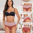 ANLIQI Women's Modal Underwear Tummy Control Hipster Panties Pack Full Coverage Briefs Soft Breathable Stretch Striped Undie (XXL)