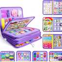 Toddler Busy Board, Montessori Busy Book for Kids, 12-Page Quiet Educational Activity Book, 24 in 1 Learning Sensory Toys for Motor Skills, Travel Toy for Car Airplane, Girl Birthday Gift (Mermaid)