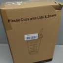 100 Pack - 16 oz Ratio Lines Iced Coffee Cups with Lids & Straws No Guessing for Consistent Drinks, Disposable Clear Plastic Cups with Lids and Straws for Coffee, Smoothies, Juice, Parties Food Safe (EXP 02/22/29)