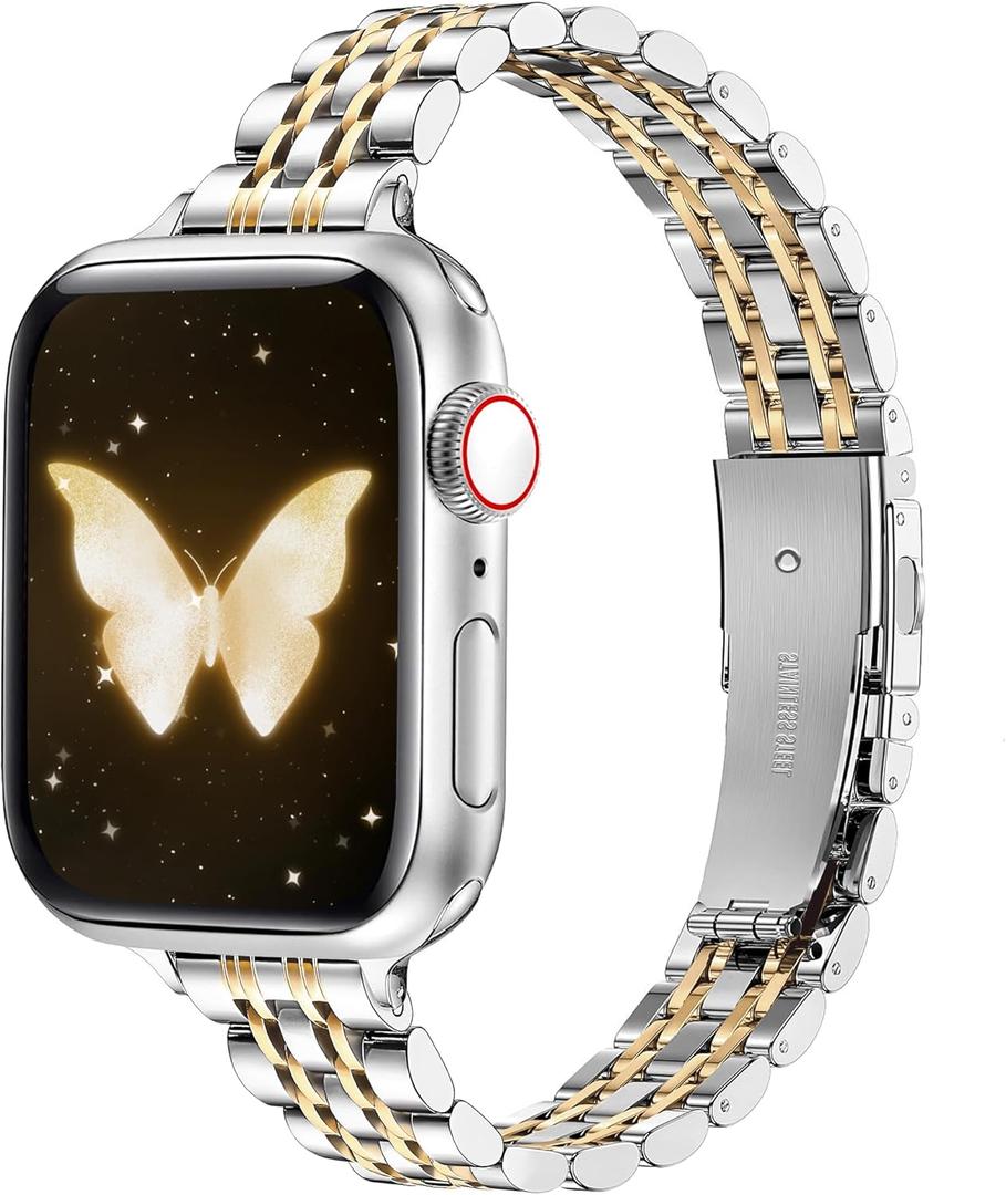 Watch Bands for Apple Watch Women 49mm/45mm/44mm/42mm/46mm(Series 10) Stylish Zircon Bracelet Elastics Jewelry Strap Metal Chain for iWatch Series 10 9 8 7 6 5 4 3 2 1 Ultra 2/1 SE