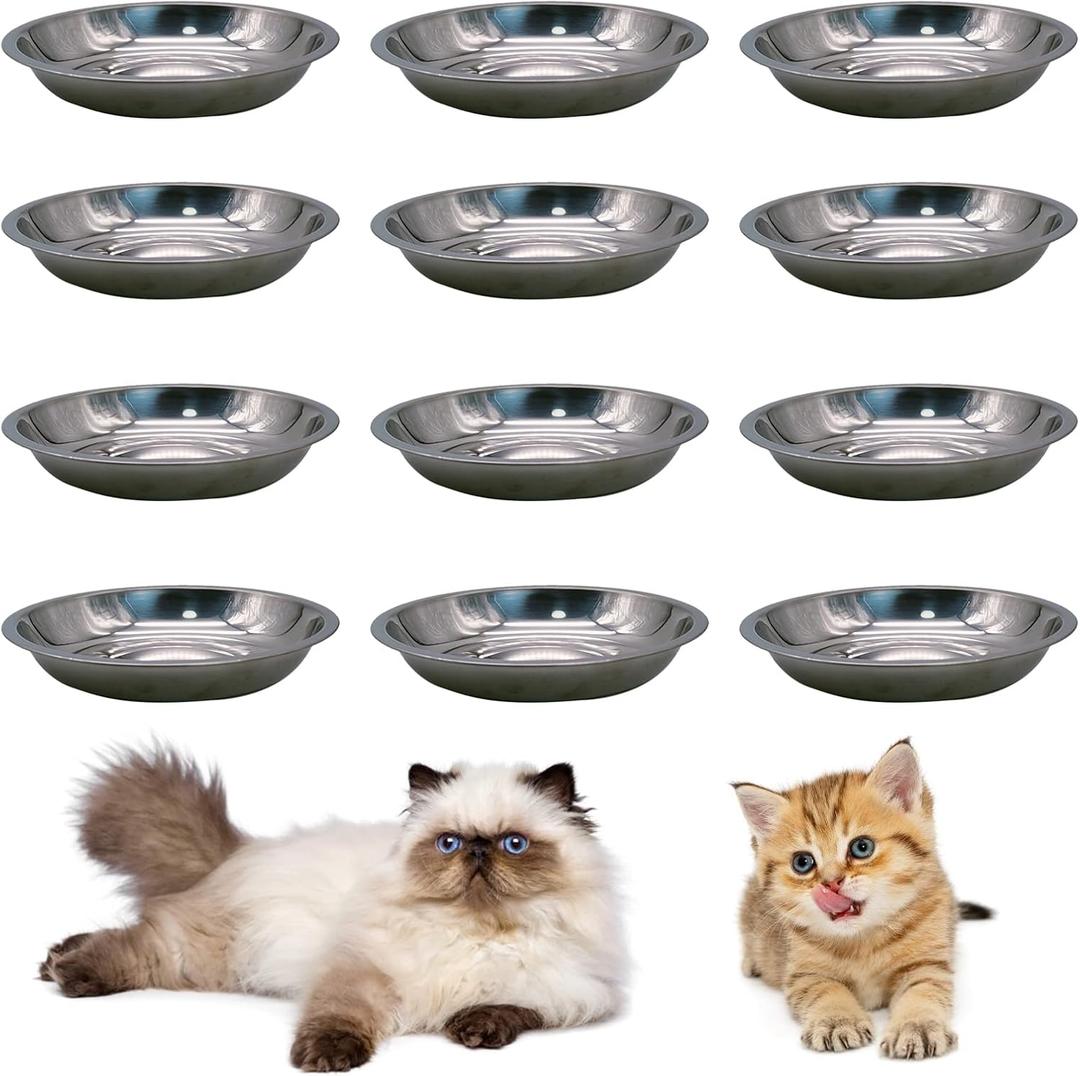 Hamiledyi 12 Pcs Stainless Steel Cat Bowls Replacement Whisker Fatigue Relief Cat Plates Pet Water Dish Shallow Kitten Bowls Pet Bowls for Dogs Cats or Other Small Animals (7.05 Inch Diameter) Hamiledyi 12 Pcs Stainless Steel Cat Bowls Replacement Whisker Fatigue Relief Cat Plates Pet Water Dish Shallow Kitten Bowls Pet Bowls for Dogs Cats or Other Small Animals (7.05 Inch Diameter)