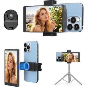 5" Selfie Monitor Screen for iPhone, Back Camera Selfie Monitor with Low Latency HD Screen - Portable Phone Vlog Monitor w/Bluetooth Remote, Perfect for Content Creators on TikTok YouTube (Black)