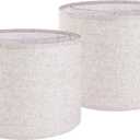 Large Drum Lamp Shades Set of 2 Oatmeal Linen Lampshade 16" Top x 16" Bottom x 10" High (Spider) Farmhouse Lampshade for Table & Floor Lamp - Lampshade Replacement By GO&SO