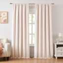 ZJDECOR 95 Inches Long Pink White Stripe Full Blackout Curtain Panels,Cotton Blended Drapes,Cottage Style Window Treatment for Living Room Bedroom,Back Tab Rod Pocket,55" Wx95 L(Pack of 2)