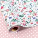 5 x Retrify Pink Flowers Wrapping Paper Roll - 17 Inches x 32.8 Feet Mini Roll Cute Butterfly and Polka Dots Gift Wrap Paper for Mother's Day, Wedding, Birthday, Baby Shower, Holiday