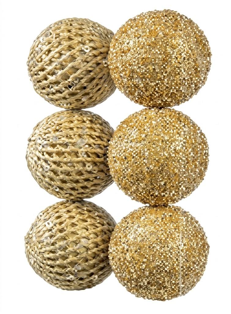 6pcs 3.94" Christmas Ball Ornaments Glitter Shatterproof Christmas Tree Ornaments Sequin Xmas Hanging Balls Decorations for Wedding Party Holiday(Gold, 6pc-10cm)