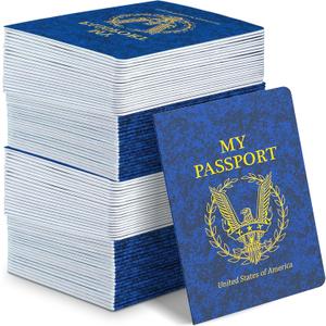 60Pcs Blank Passport Notebook Passport Books for Kids Blue Passport Notebook 4 x 5.5Inch Blank Passport Notebook Pretend Passports for Back to School Party School Theme Party Favors