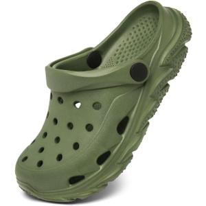 Toddler Kids Clogs for Boys Girls Comfortable Slip on Sandals Beach Pool Slipper (1 Big Kid, Army Green)