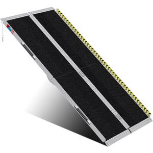 WHALEMOTOR Portable Wheelchair Ramp 6FT, Anti-Slip Aluminum Folding Portable Ramp, Wheelchair Ramps for Home, Weight Capacity Up to 800 LBS, with Transition Plates Above and Below, Loading Dock Plates