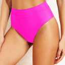 Tempt Me Women High Waisted Cheeky Bikini Bottoms Tummy Control Scrunch Butt Swim Bottom Only (Pink, L)