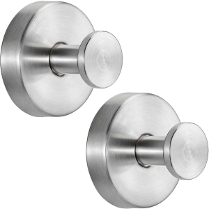 Suction Cup Hooks for Shower No-Drill Bathroom Hooks for Towels, Robes, Loofah Mountable on Bathroom Walls, Kitchen, Glass, Mirrors, Tile and Smooth,Non-Porous Surfaces (2, Brushed Nickel)