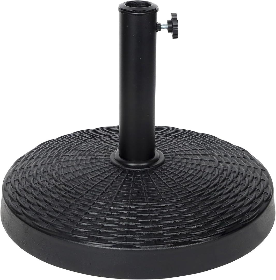 Blissun 31 lbs Heavy Duty Patio Market Umbrella Base Stand, Rattan 17.7"