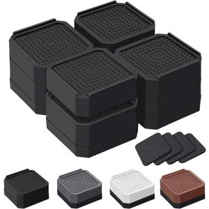 Bed Risers and Furniture Risers, Heavy Duty Adjustable Lifting Blocks for Couches, Desks, and Chairs, Elevates 1.5 or 3 Inches, Holds up to 4000 lbs (Black)