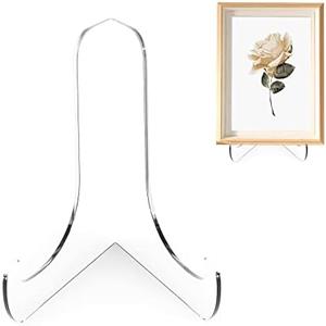 Boloyo 60-Degree Angle Acrylic Plate Display Stand , 3 Inch 2PC Clear Acrylic Display Holder Easel Base for Home Office Kitchen School Art Display