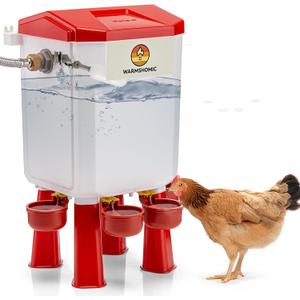 Automatic Chicken Waterer,Float-Controlled Large Watering System with Stainless Steel Metal Hose,Suitable for Quail,Ducks,and Other Poultry