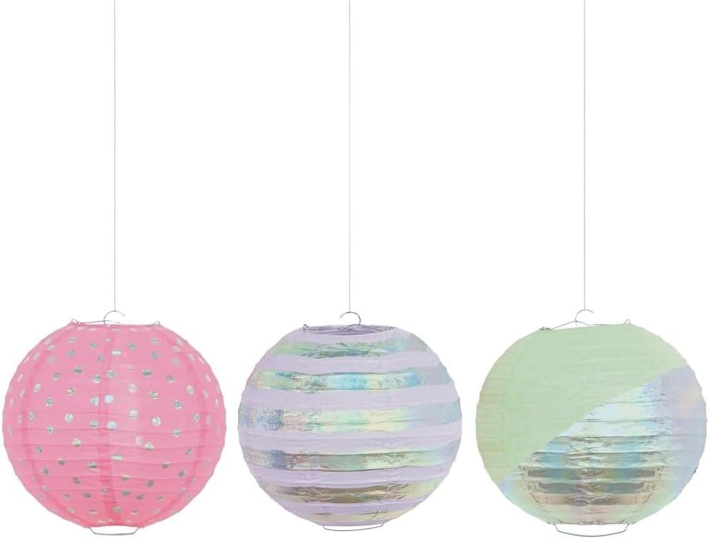 Dazzling Foil Lanterns - 9.5" (Pack of 3) - Versatile & Eye-catching Decor, Great for Any Event, Opalescent