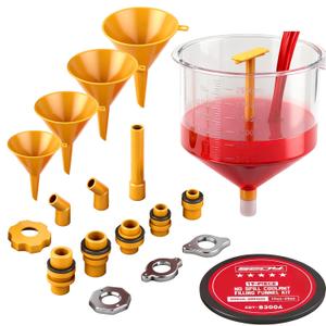 Ultimate No Spill Coolant Funnel Kit - 19-Piece Spill-Free Radiator Funnel Set, Spill Proof Radiator Bleeder Kit, Coolant Filling, Radiator Filler, Extra Funnels and Adapters for Universal Vehicle