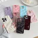 Caseative for iPhone 16 Case,Solid Color Water Ripple Wave Pattern Pleated Phone Case (Blue,16)