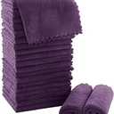 MOONQUEEN Ultra Soft Premium Washcloths Set - 12 x 12 inches - 24 Pack - Quick Drying - Highly Absorbent Coral Velvet Bathroom Wash Clothes - Use as Bath, Spa, Facial, Fingertip Towel (Plum)