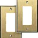 Henne Bery Soft Modern Decorative Wall Plate Switch Plate Outlet Cover (Single Decorator 2PK, Antique Brass)