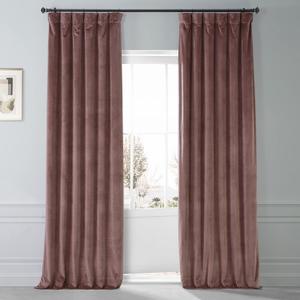 HPD HALF PRICE DRAPES Signature Plush Velvet Blackout Curtains for Bedroom (1 Panel), 50W X 96L Hotel Black Out Curtains for Living Room, Thermal Insulated Blackout Curtains for Windows, Rosehip