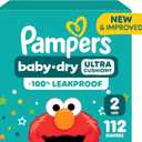 Pampers Diapers - Baby Dry - Size 2, 112 Count, Absorbent Disposable Infant Diaper (Packaging May Vary)
