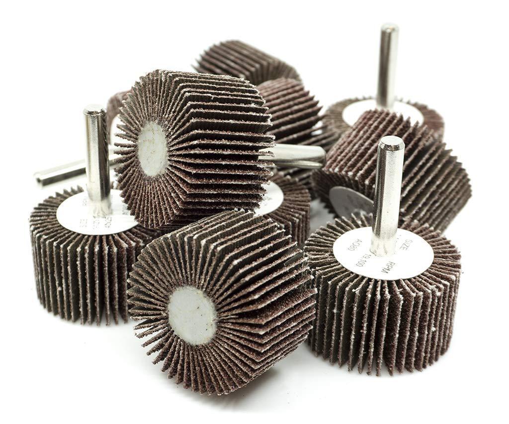 Benchmark Abrasives Aluminum Oxide 1-1/2 Inch Flap Wheel - 1 Length 1/4" Shank Mounted Sander for Deburring, Sanding, Grinding, Paint Removal - Polishing Wheel for Drill & Grinder (10 Pack) - 40 Grit Benchmark Abrasives Aluminum Oxide 1-1/2 Inch Flap Wheel - 1 Length 1/4" Shank Mounted Sander for Deburring, Sanding, Grinding, Paint Removal - Polishing Wheel for Drill & Grinder (10 Pack) - 40 Grit