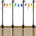 Yetene 4 Pack Deck String Light Poles with Adjustable 3" Clamp, Outdoor Light Poles for String Lights Christmas Garden Backyard Deck Fence Railing Hanging Bird Feeders, Lanterns, Wind Chimes (63 Inch)