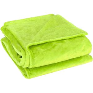uxcell Flannel Fleece Blanket Full Size - Soft Lightweight Plush Microfiber Bed Blanket for Sofa or Couch, Machine Washable Blankets Fleeces, Yellow Green 70x78 Inch