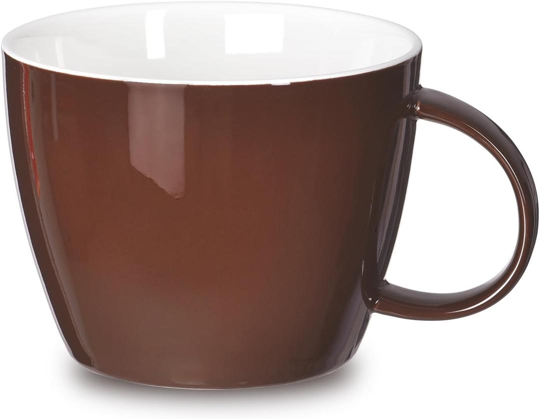 30oz Oversized Coffee Mug Porcelain Bowl Soup Cup with Handle to Take A Break with Favorite Coffee Tea or Soup, Embellished with Handmade Color Glaze for Whatever Cold or Hot Drink, Chocolate (Brown)