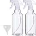 Plastic Spray Bottles, 2-Pack, 16.9 Oz, Mist & Stream, Heavy Duty Spraying, Empty Water Spray Bottle for Cleaning Solutions, Essential Oils, Hair, Plants, BBQ, Cat Dog Behavior Correction (Clear)