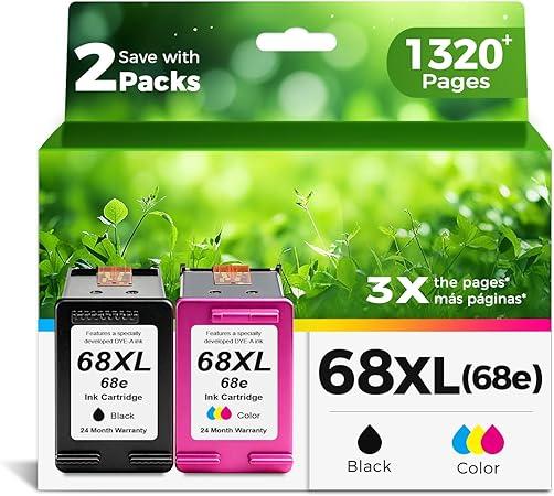 Ankink 68XL 68e Ink Cartridges Black Color Combo Pack Replacement for HP 68 XL HP68 Work for 6100e 6500e Printers for Envy 6152e 6155e 6552e 6555e 6558e 6110e 6110r 6120e 6130e 6131e 6132e 6165e 6520e