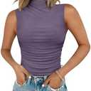 Chunpin Women's Mock Neck Mesh Sleeveless Bodysuit Ruched Going Out Tops Thong Body Suits, S