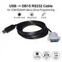 FT232RL USB to DB15 15-Pin Male Serial Cable, 1.8m for YOKOGAWA Servo Drives, RS232 Communication and PC Programming Cable