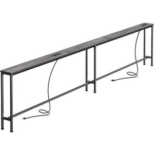 SUPERJARE 110.2 Inch Sofa Table with 2 Power Outlets and USB-C Port, 5.9 Inch Narrow Console Table with Storage, Extra-Long, for Entryway Hallway Couch Behind Sofa, Small Spaces, Grey, 5.9"D x 110.2"W x 29.7"H