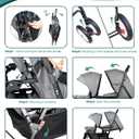 Double Stroller for Infant Toddler, Foldable Double Baby Stroller with Tandem Seating and Adjustable Backrest - Extra Gift Toys/Mosquito Net/Sleeping Mats/ 2 Hooks/ 2 Cotton PadsGrey