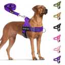SlowTon No Pull Dog Harness - Heavy Duty Dog Harness and Leash Set for Dogs, Reflective Tactical Harness with Soft Padded and Front Clip for Easy Walk and Training (Purple, XL)