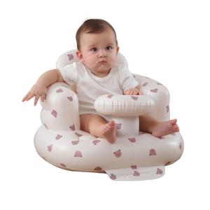 Upgrade Inflatable Baby Seat with Tray for Babies 3-36 Months, Built in Air Pump Bumbo Seat with Tray, Baby Chair Sit Me up Floor Seat for Baby, Learning to Sit & Feeding (Tray-Bear)