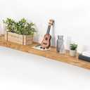 Floating Shelves for Wall, 72"x9.3" Rustic Solid Live-Edge Elm Wood Wall Shelves, Heavy-Duty Floating Shelves with Invisible Brackets for Living Room, Bedroom, and Kitchen, Natural Finish