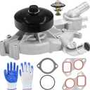 AW5104 Water Pump with Thermostat for 4.8 5.3 6.0 1999-2006 Chevy Silverado Tahoe Suburban GMC Sierra Yukon Cadillac Buick Hummer Isuzu Saab Replace# AW5087 252-845 12456113 12458935