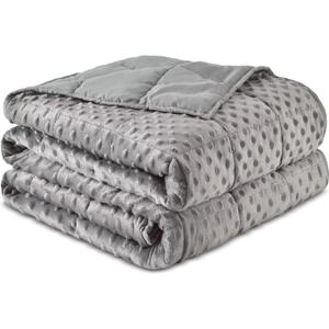 Sivio Weighted Blankets for Adults, Soft Minky Heavy Blanket for Calm Sleeping, Brethable Cooling Weighted Throw Blanket for Men and Women, Grey, 60 x 80in, 15lbs